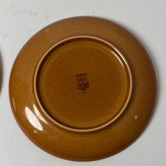 RUSSEL WRIGHT Iroquois Apricot Brown Ceramic 2 Dessert Plates - Picture 5 of 11